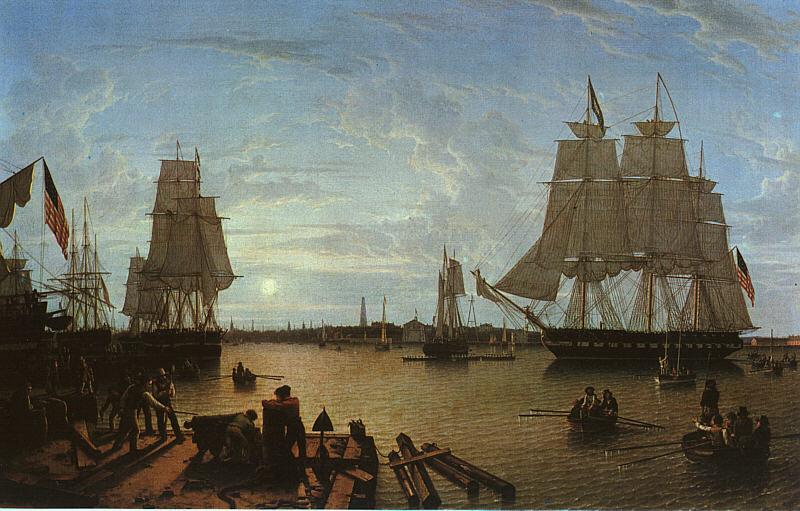 Robert Salmon Boston Harbor as seen from Constitution Wharf oil painting image